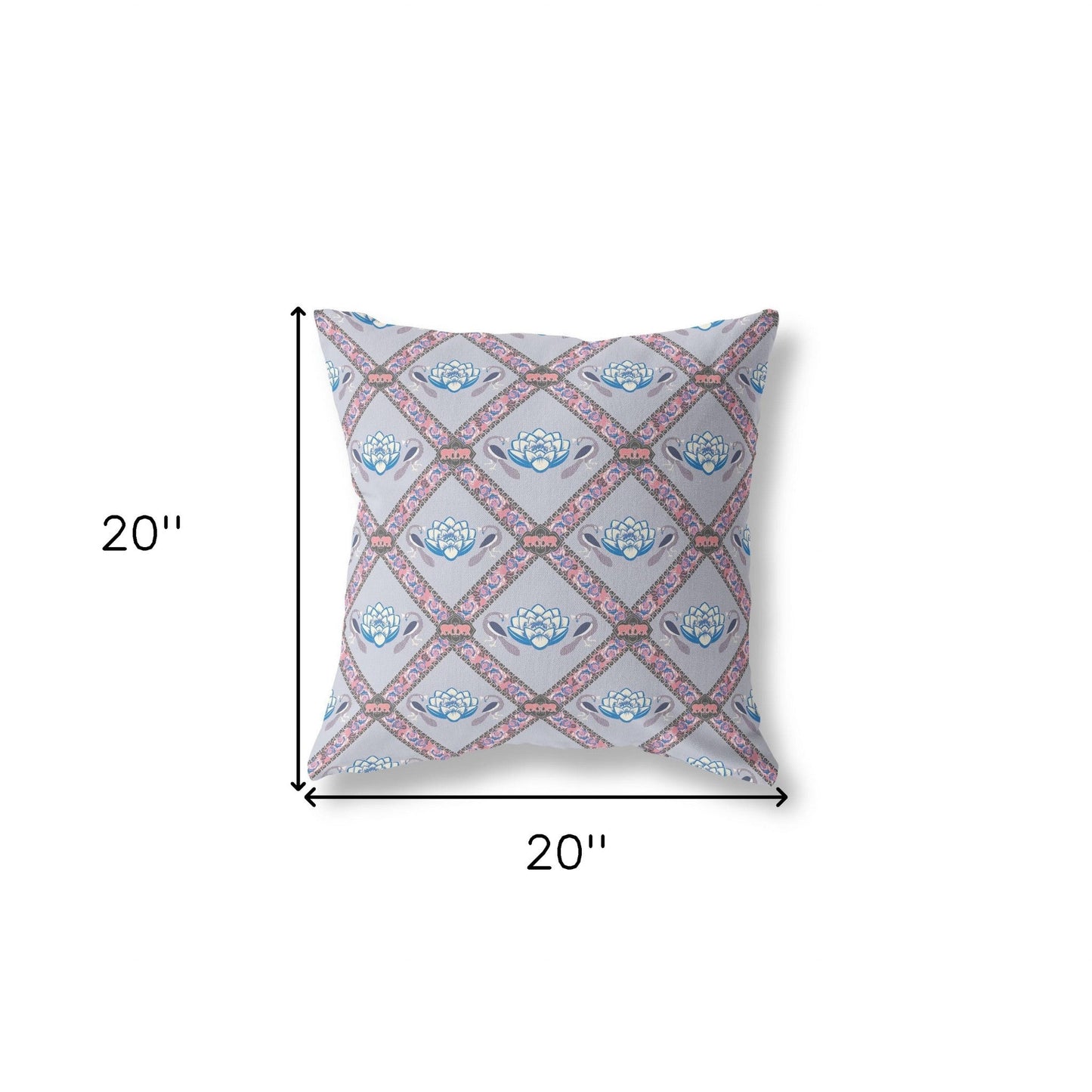 18"x18" Gray Blue Pink Zippered Broadcloth Geometric Throw Pillow