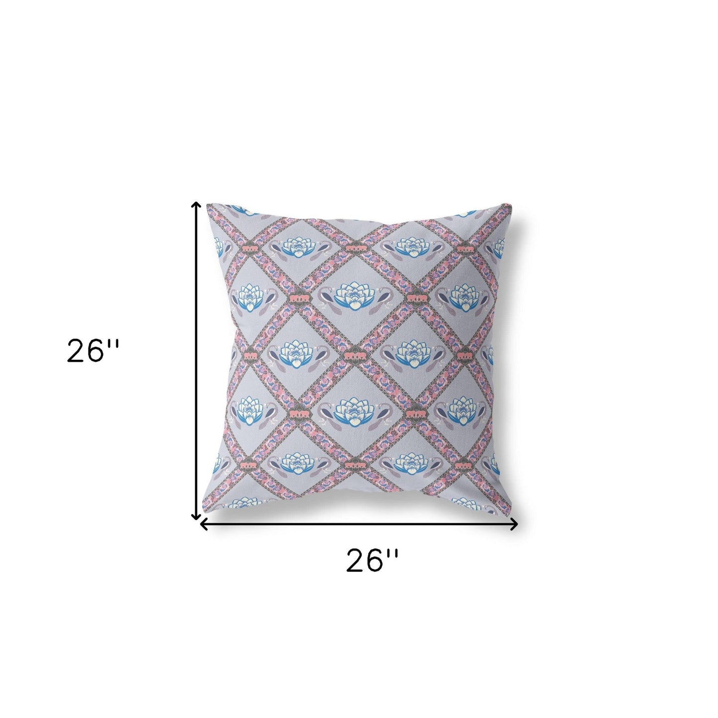 18"x18" Gray Blue Pink Zippered Broadcloth Geometric Throw Pillow