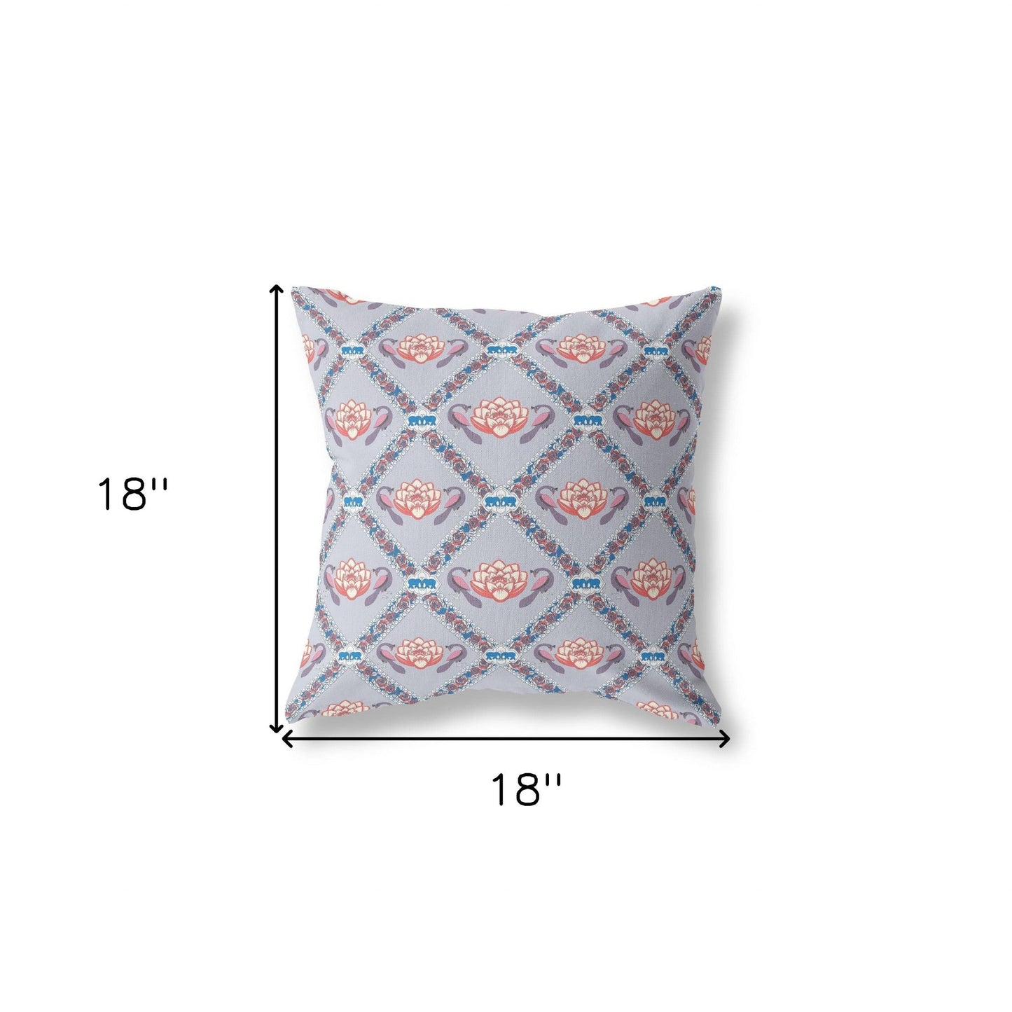 18"x18" Gray Red Blue Zippered Broadcloth Geometric Throw Pillow