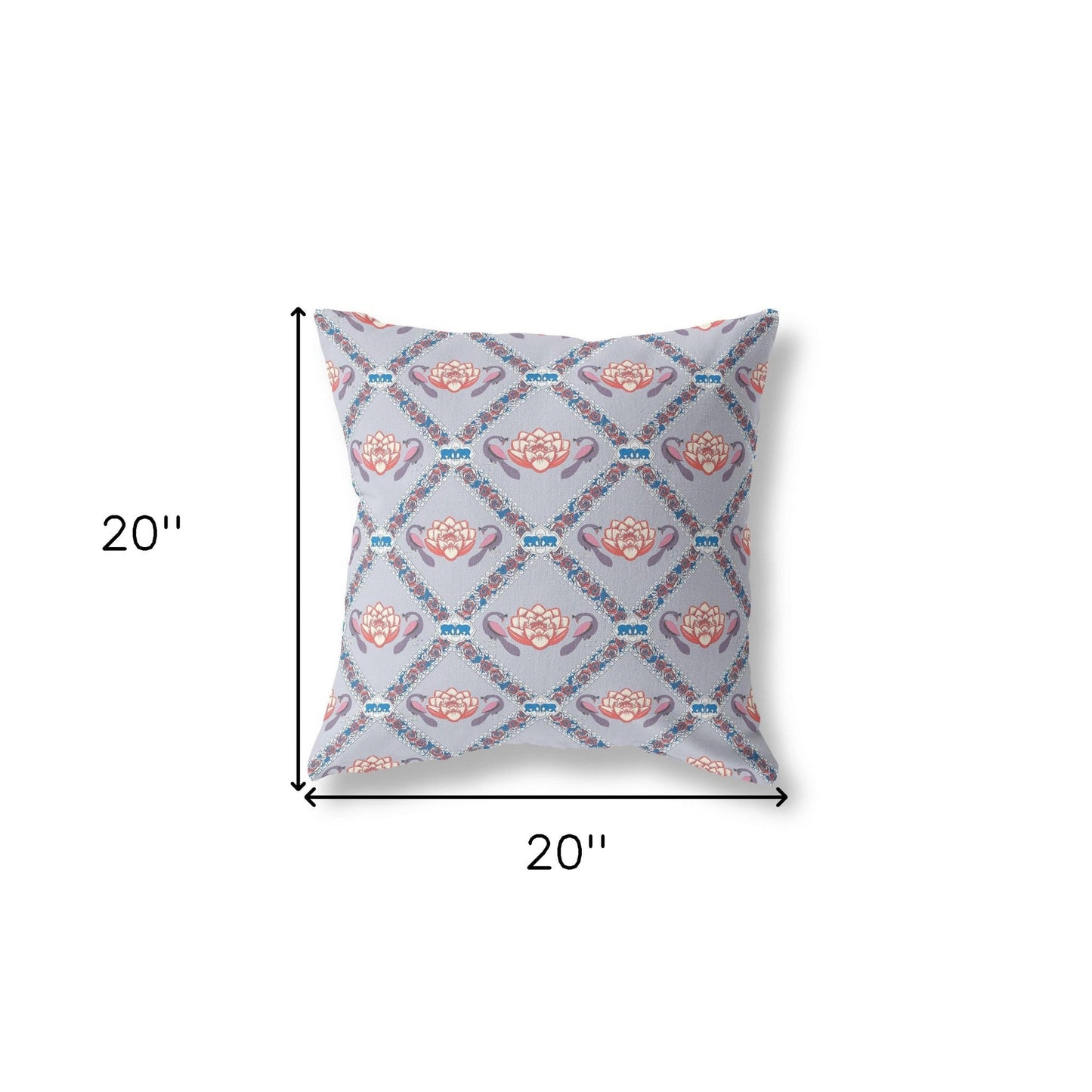 18"x18" Gray Red Blue Zippered Broadcloth Geometric Throw Pillow