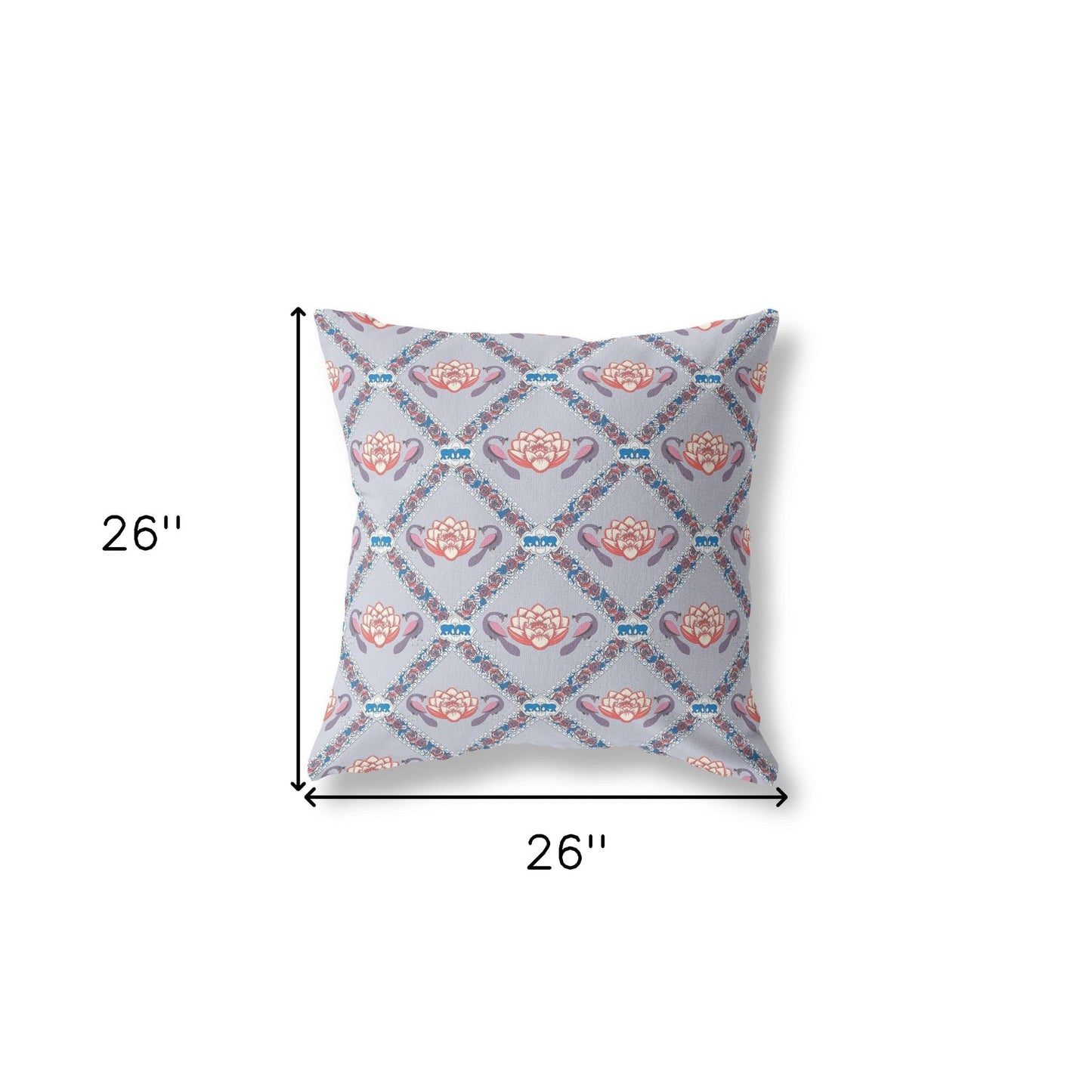 18"x18" Gray Red Blue Zippered Broadcloth Geometric Throw Pillow