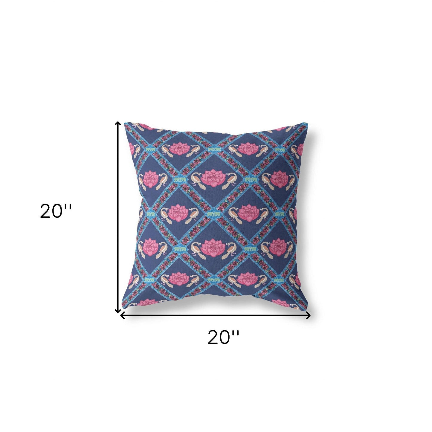 18"x18" Indigo Pink Zippered Broadcloth Geometric Throw Pillow