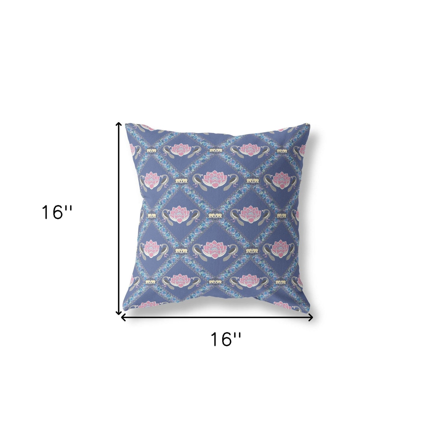 16" X 16" Purple And Pink Zippered Geometric Indoor Outdoor Throw Pillow