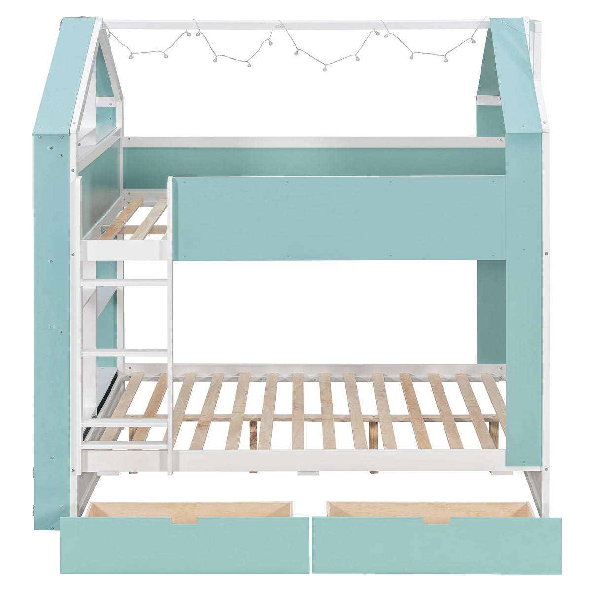 Full Size Bunk Bed with Storage Drawers & Shelves