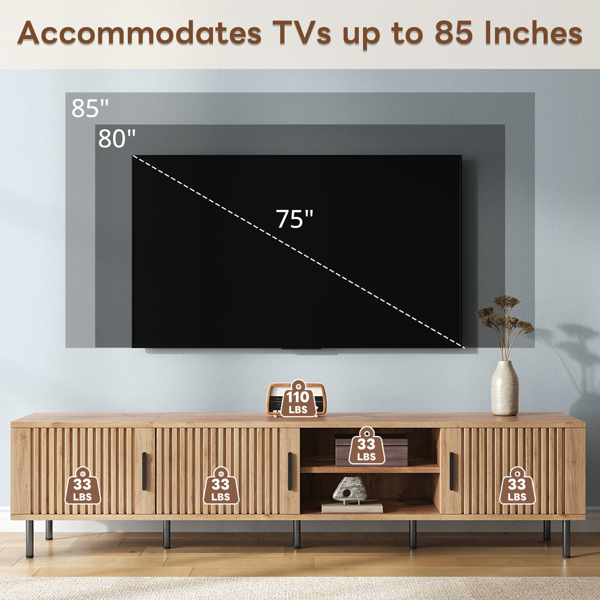 78 Inch Modern TV Stand for TVs up to 85"