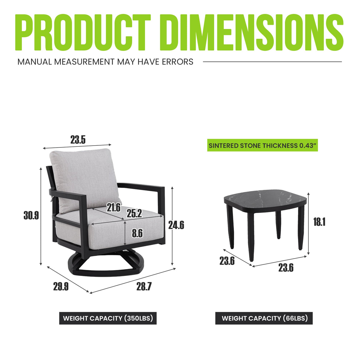 3PC Outdoor Aluminum Patio Furniture Set