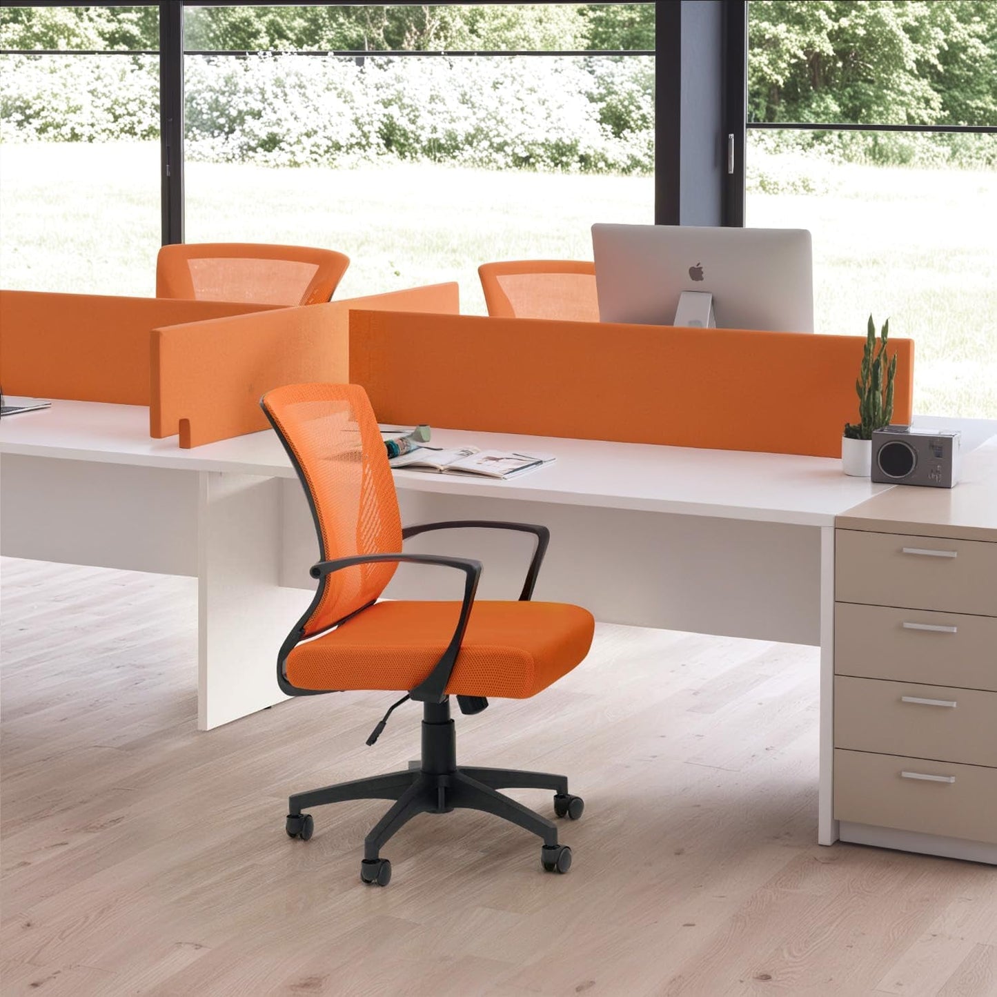 Orange Mesh Office Chair With Ergonomic Lumbar Support