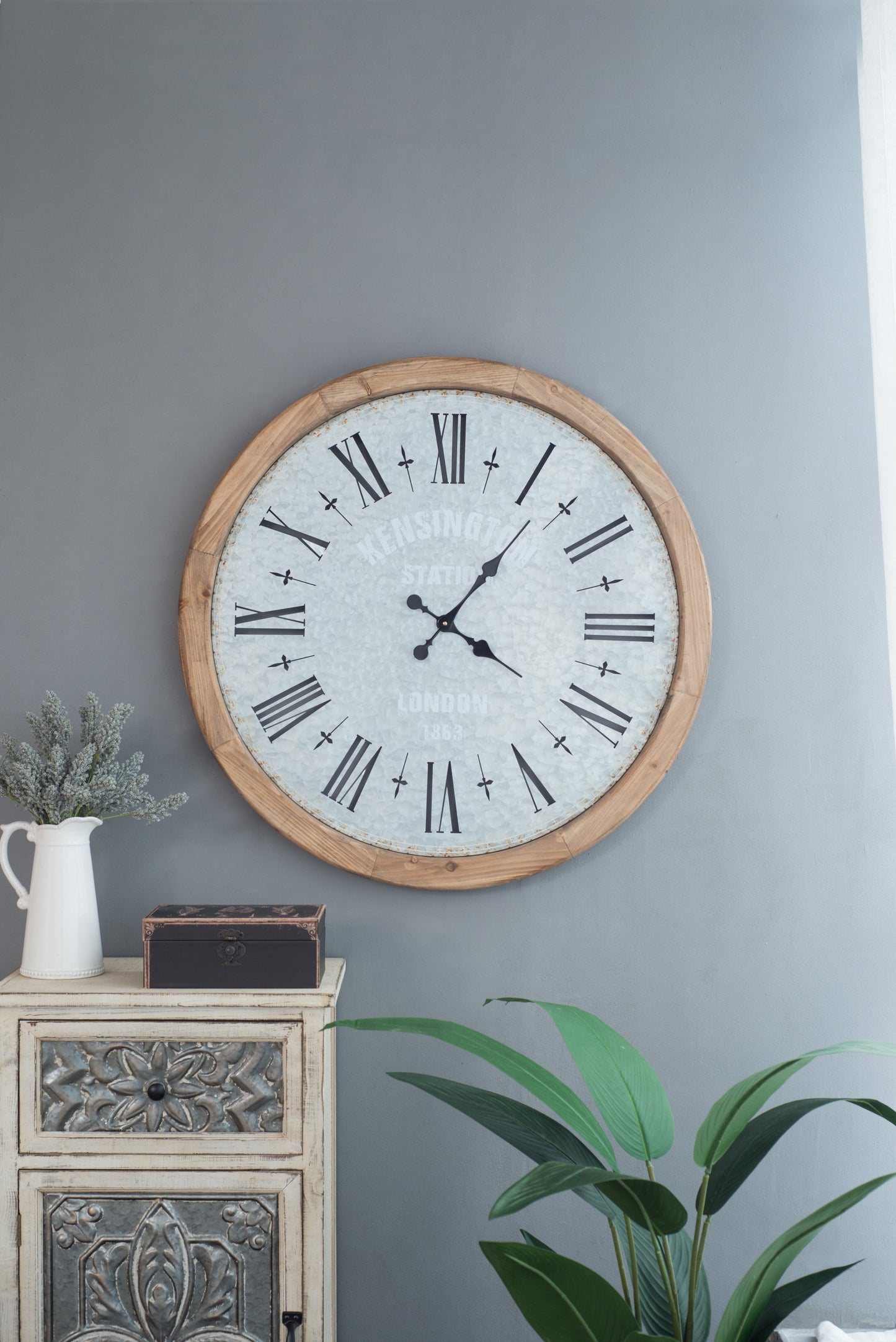 D32.3' Grant Oversized Wall Clock with Fir Wood Frame