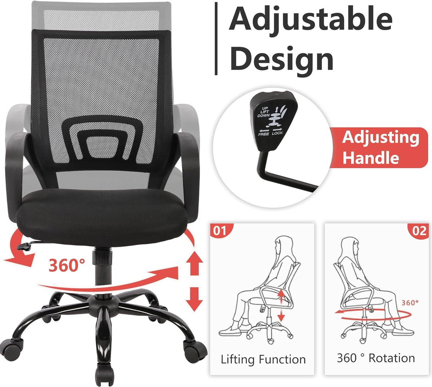 Ergonomic Black Office Chair With Lumbar Support And Mesh