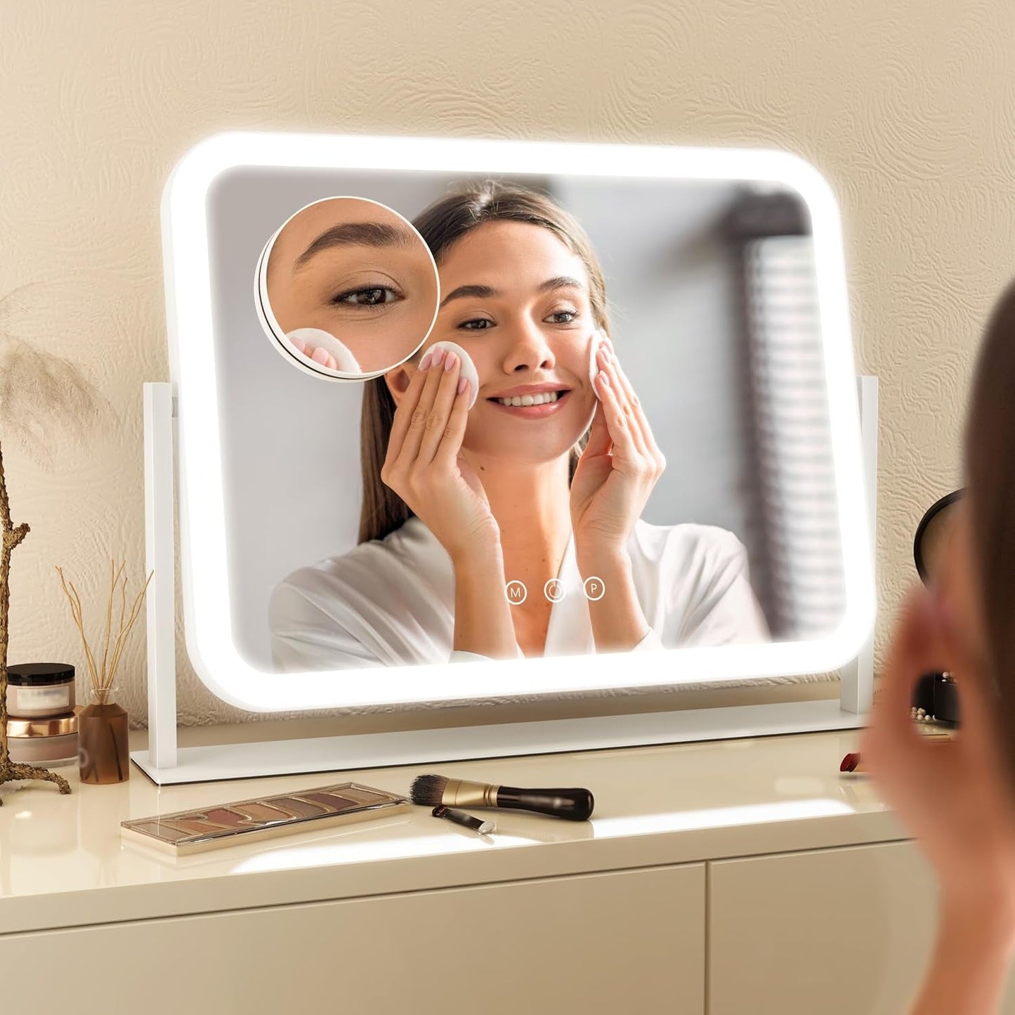 Vanity Mirror With Lights 17x13 Inches White Dimmable