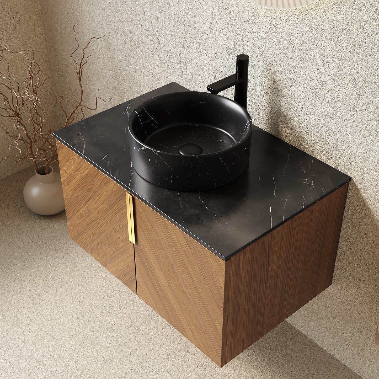 ARAI 30" Bathroom Vanity & Sink, Wall-Mounted Plywood Bathroom Storage Cabinet