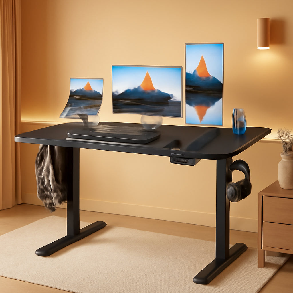 48 Inch Black Electric Standing Desk With Adjustable Height And Memory Settings