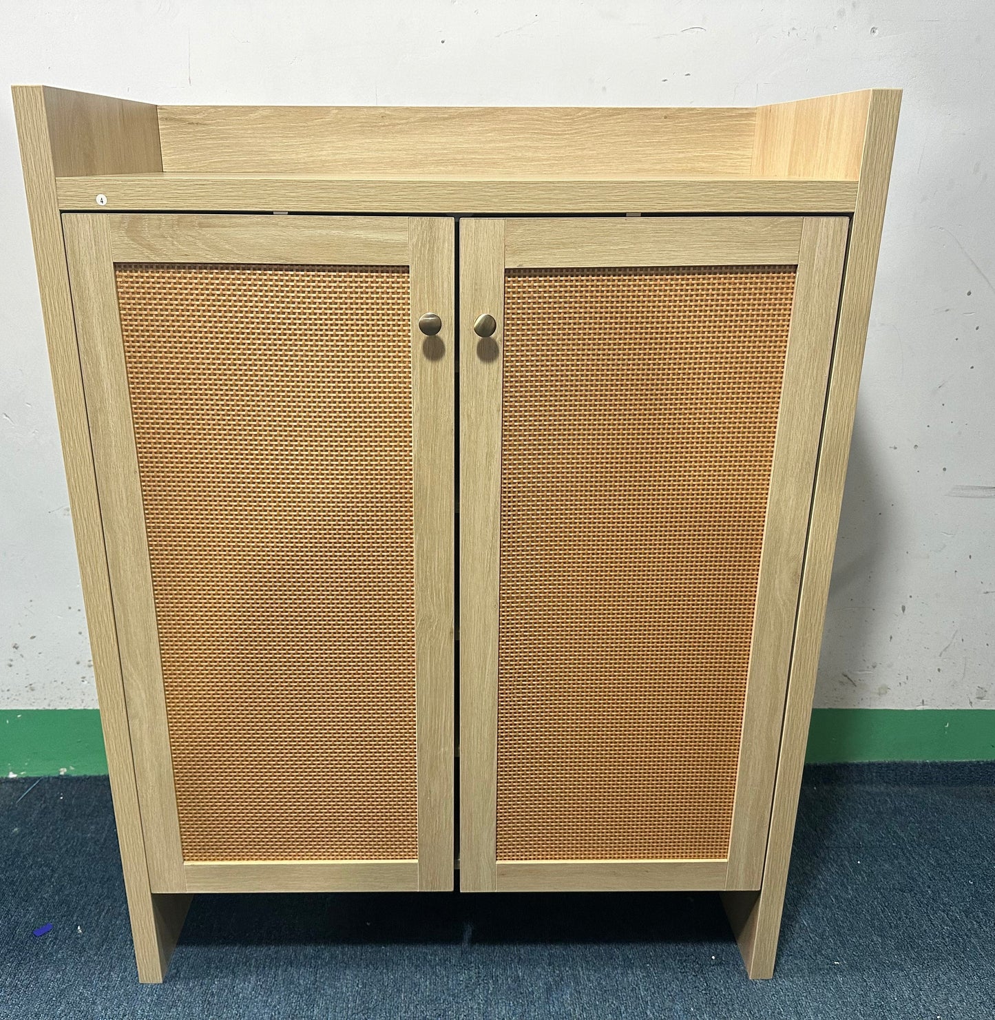 42.5" Tall Rattan Shoe Cabinet with Doors
