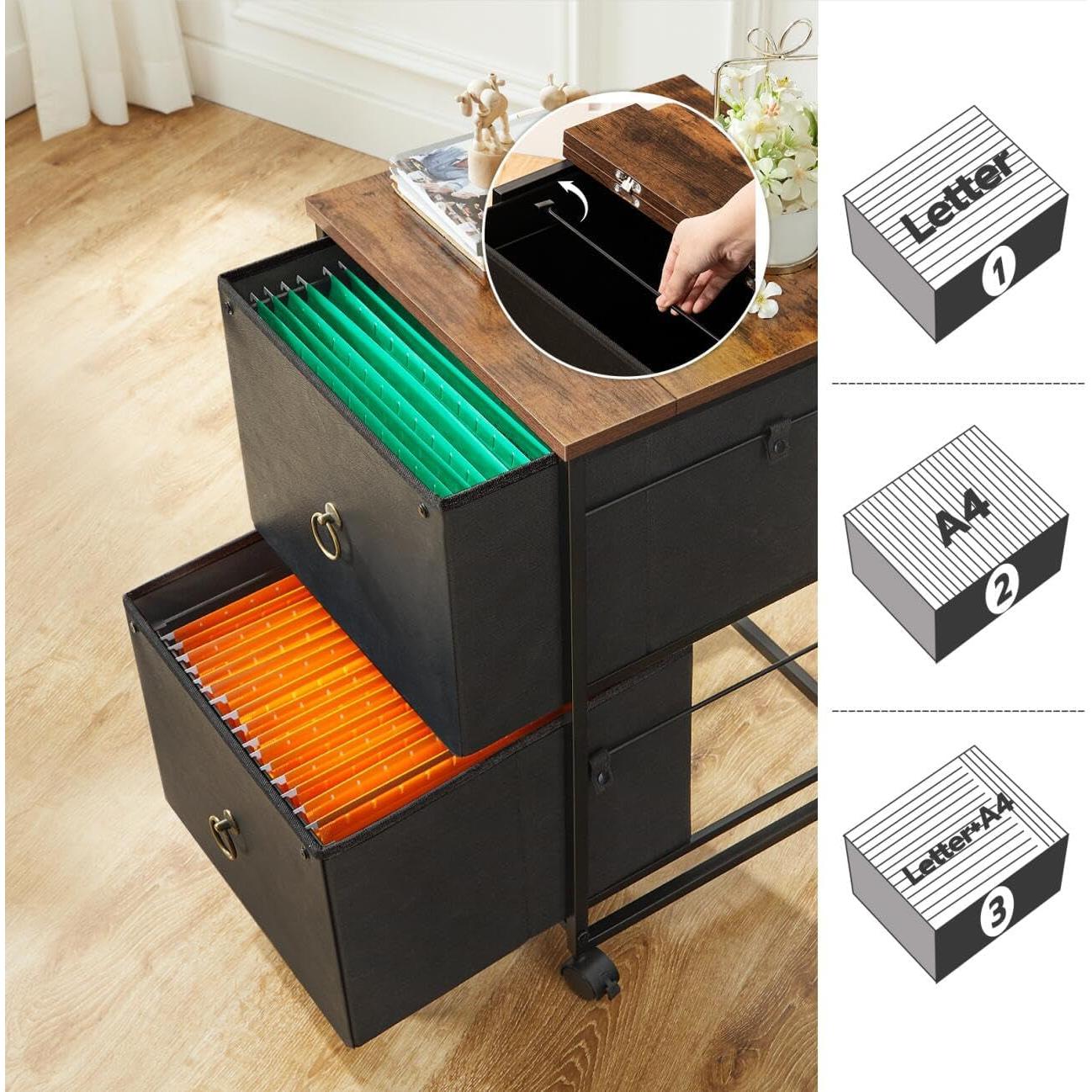 Durable Rolling File Cabinet With Printer Stand 2 Drawer