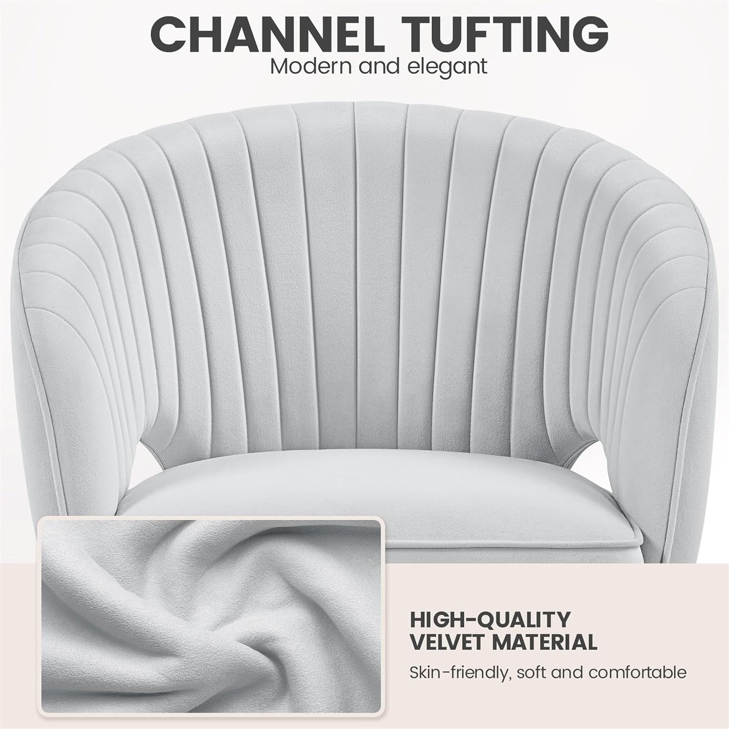 Home Office Chair With Tufted Barrel Back Light Gray