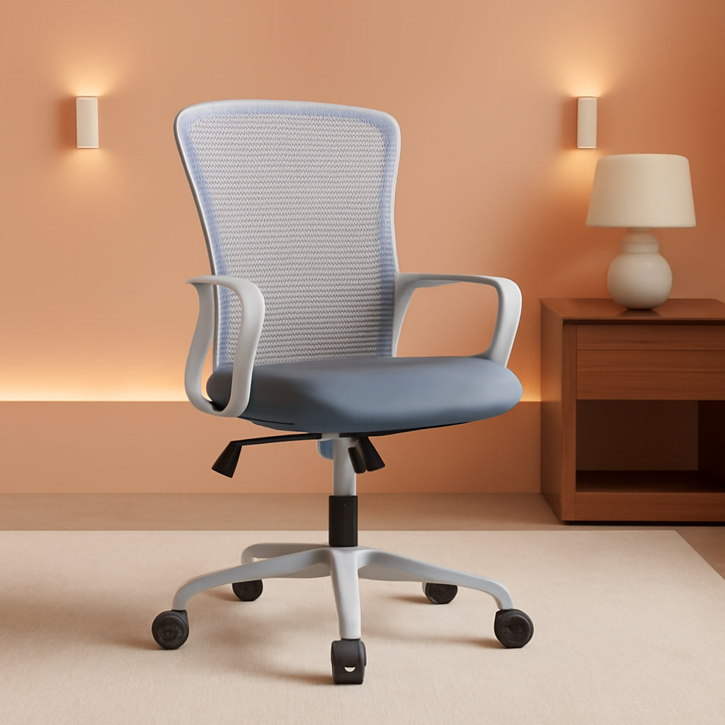 Grey Ergonomic Executive Office Chair With Lumbar Support