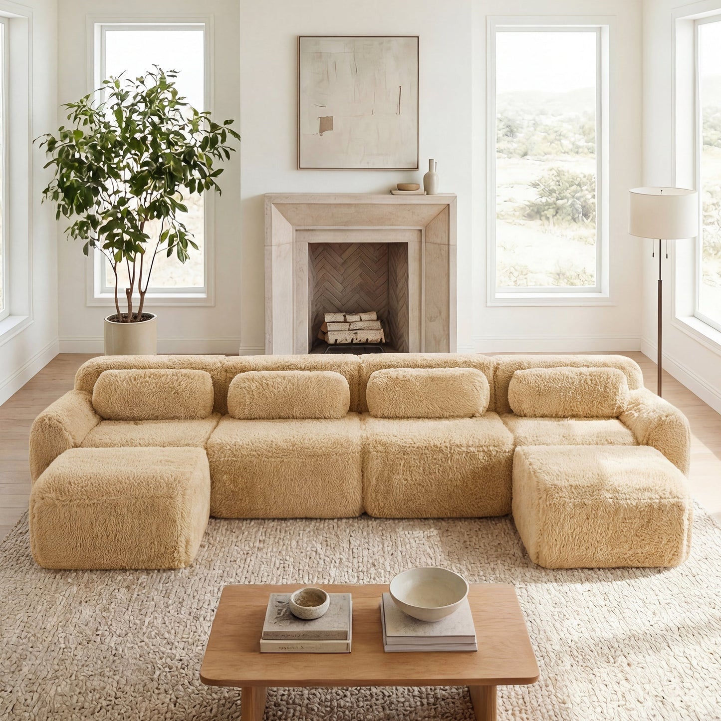 U-shaped Boneless Sofa with High Density Sponge