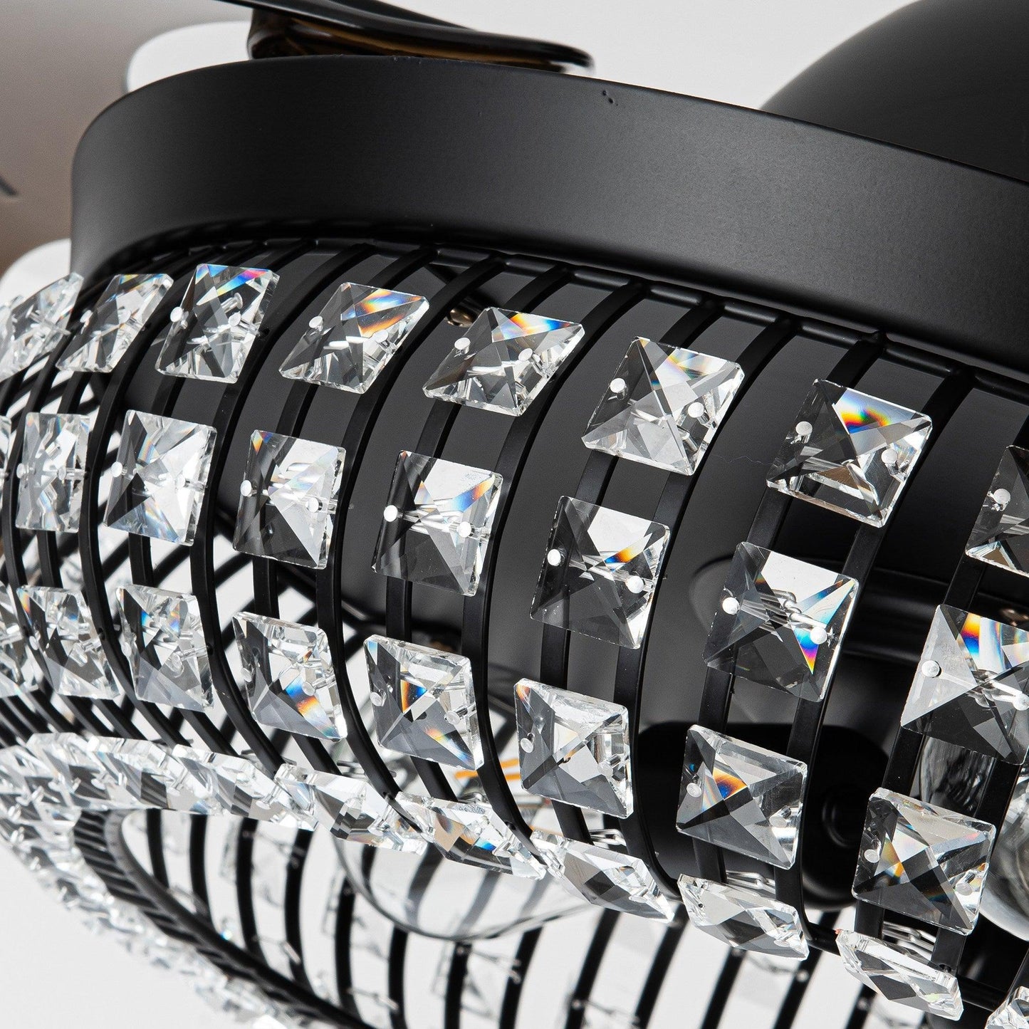 42" Modern Downrod Mount Crystal Ceiling Fan with Lighting and Remote Control