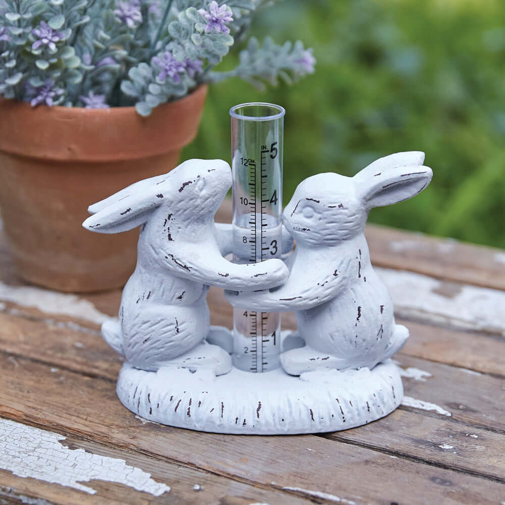 Weathered Rabbits Rain Gauge