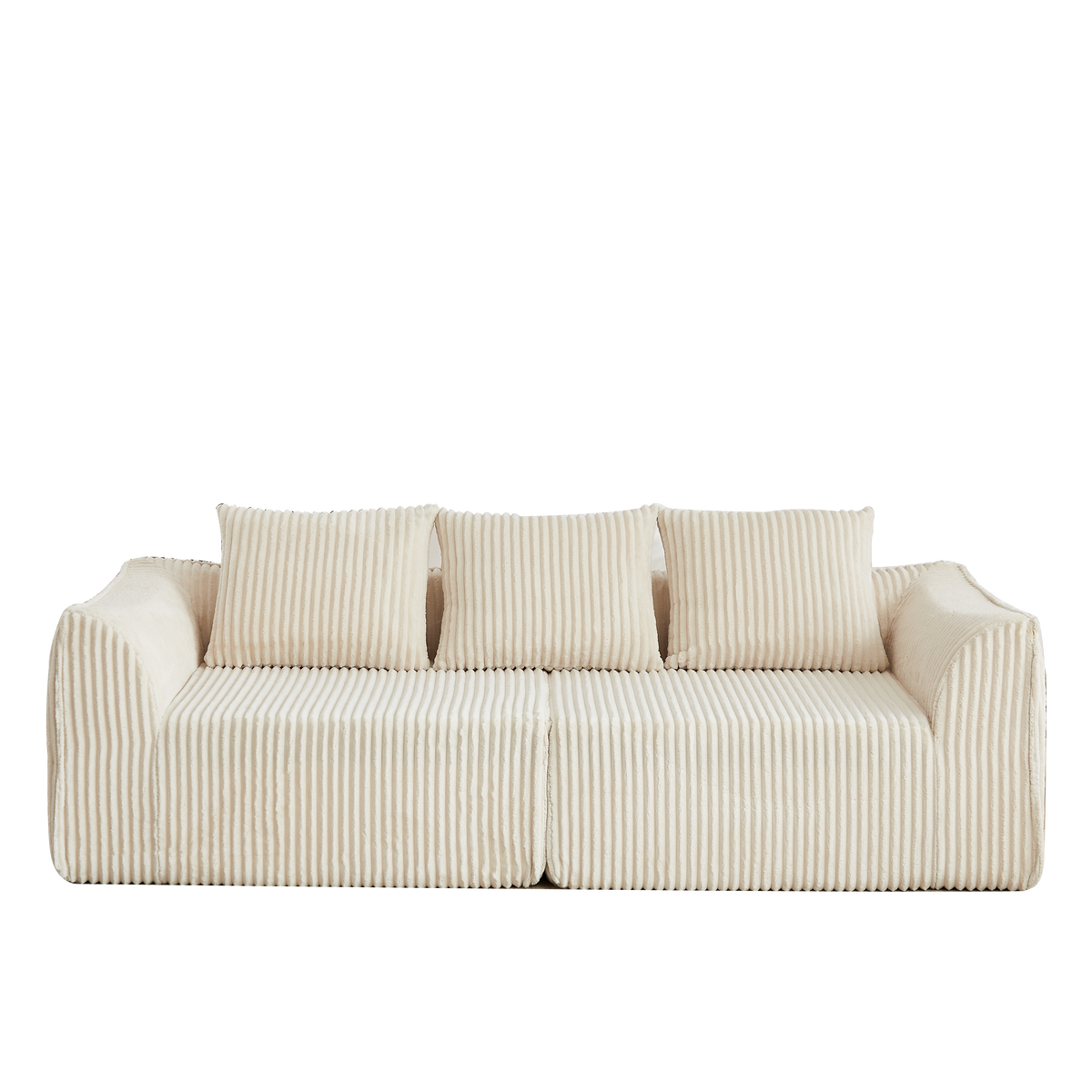 Minimalist 3-Seater Corduroy Sofa Featuring Curved Lines