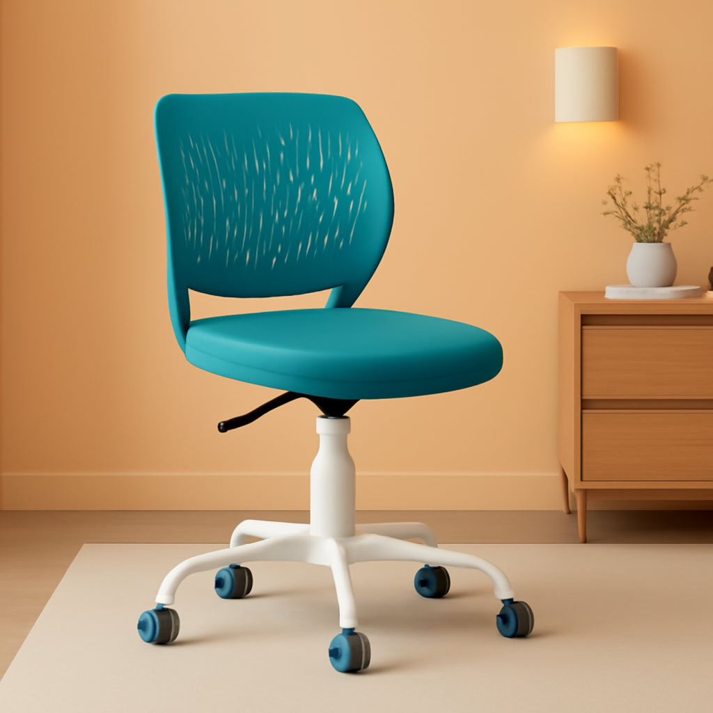 Turquoise Height Adjustable Kids Desk Chair With Lumbar Support