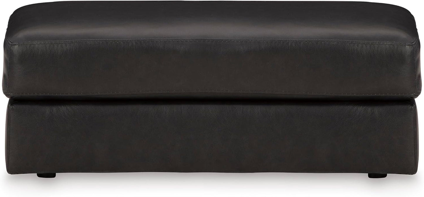 Contemporary Black Cushioned Rectangular Ottoman Finish