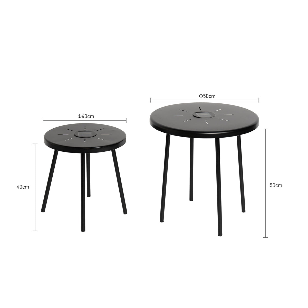 2-Pack Solar Powered Side Table Set with LED Light