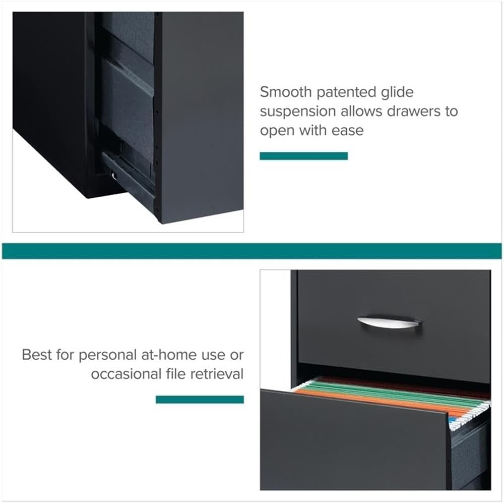 3 Drawer Charcoal Vertical Filing Cabinet For Letter Size Files Metal Construction Preassembled