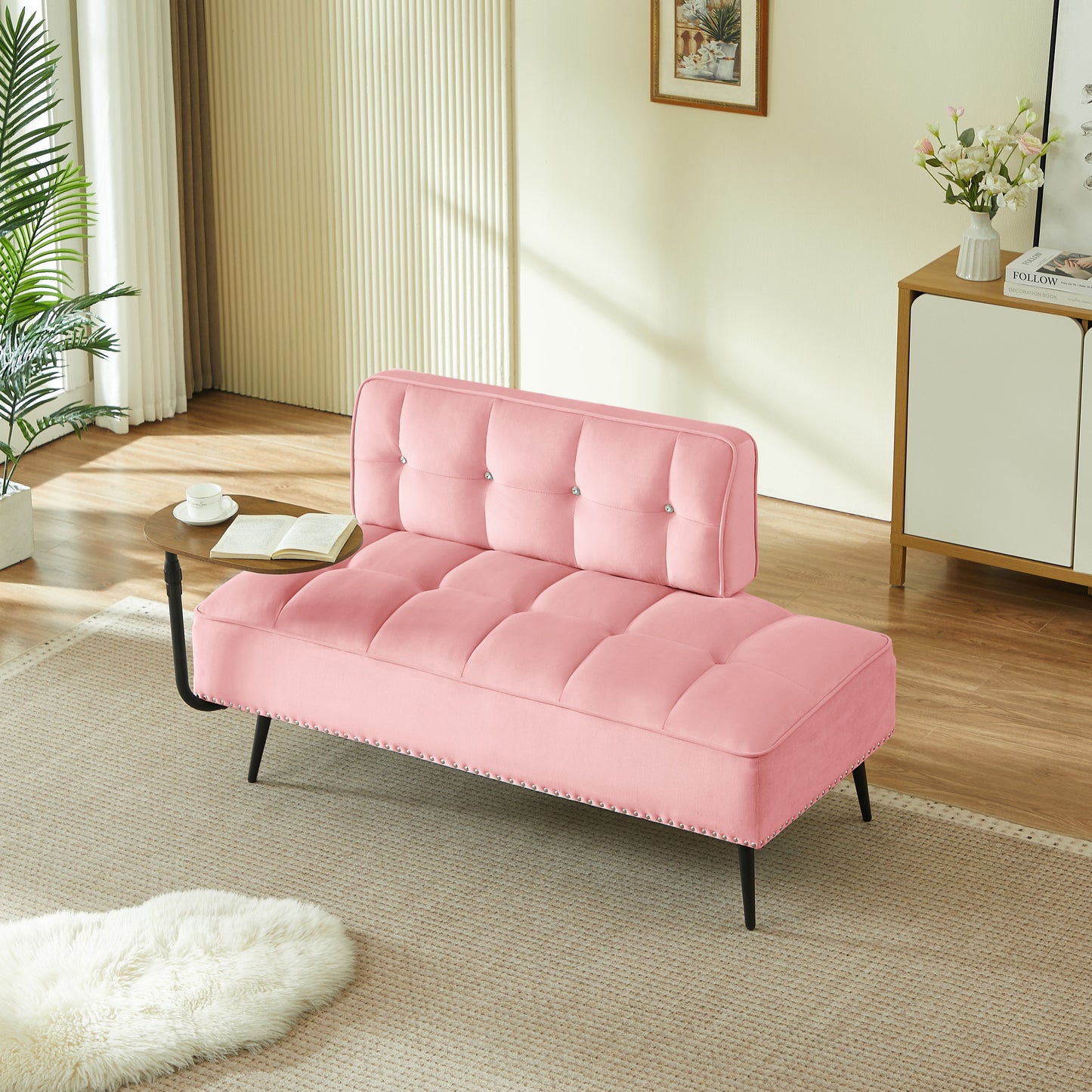 54-Inch Modern Two-Seater Velvet Sofa