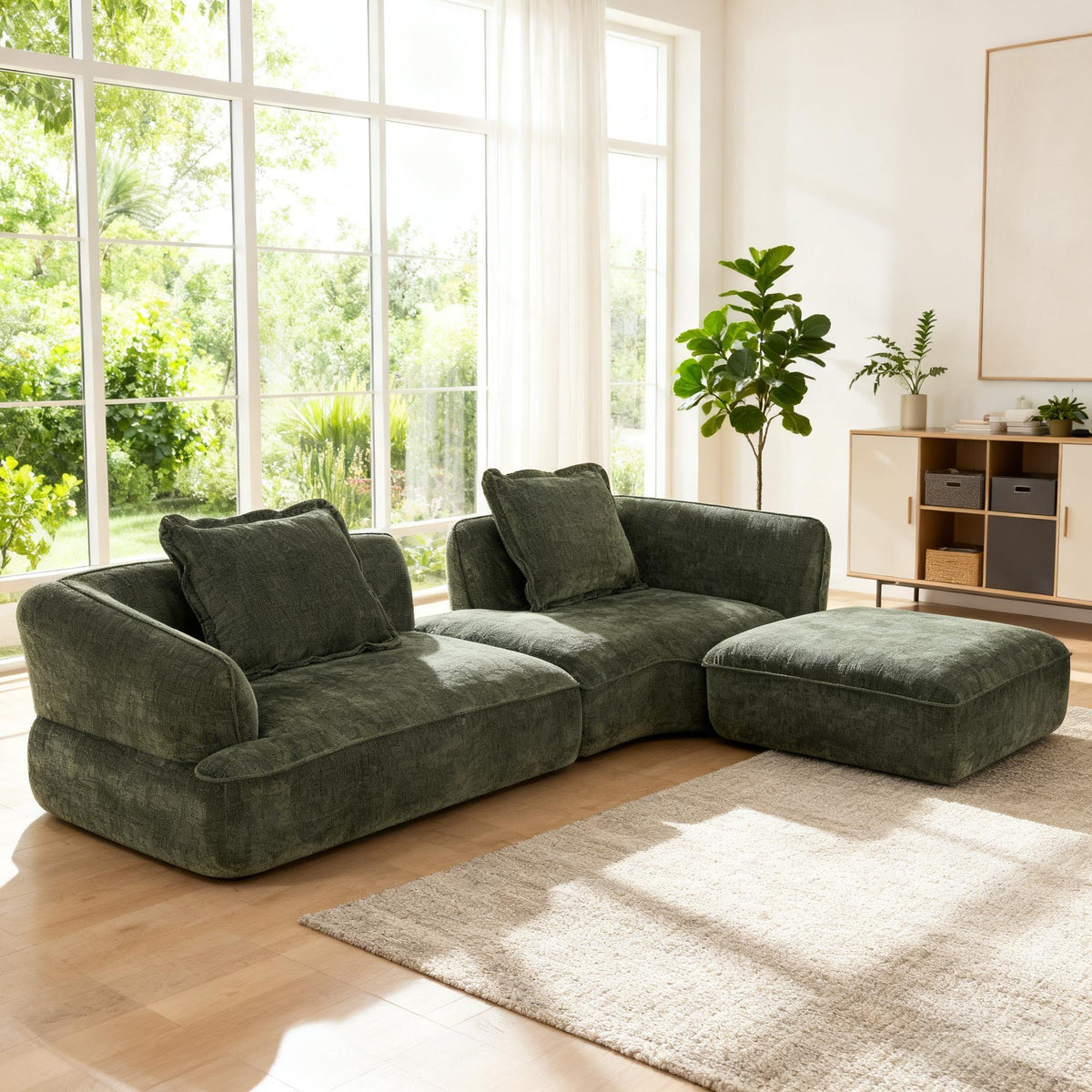 122" Modern L-Shaped Sectional Sofa with Chaise Lounge