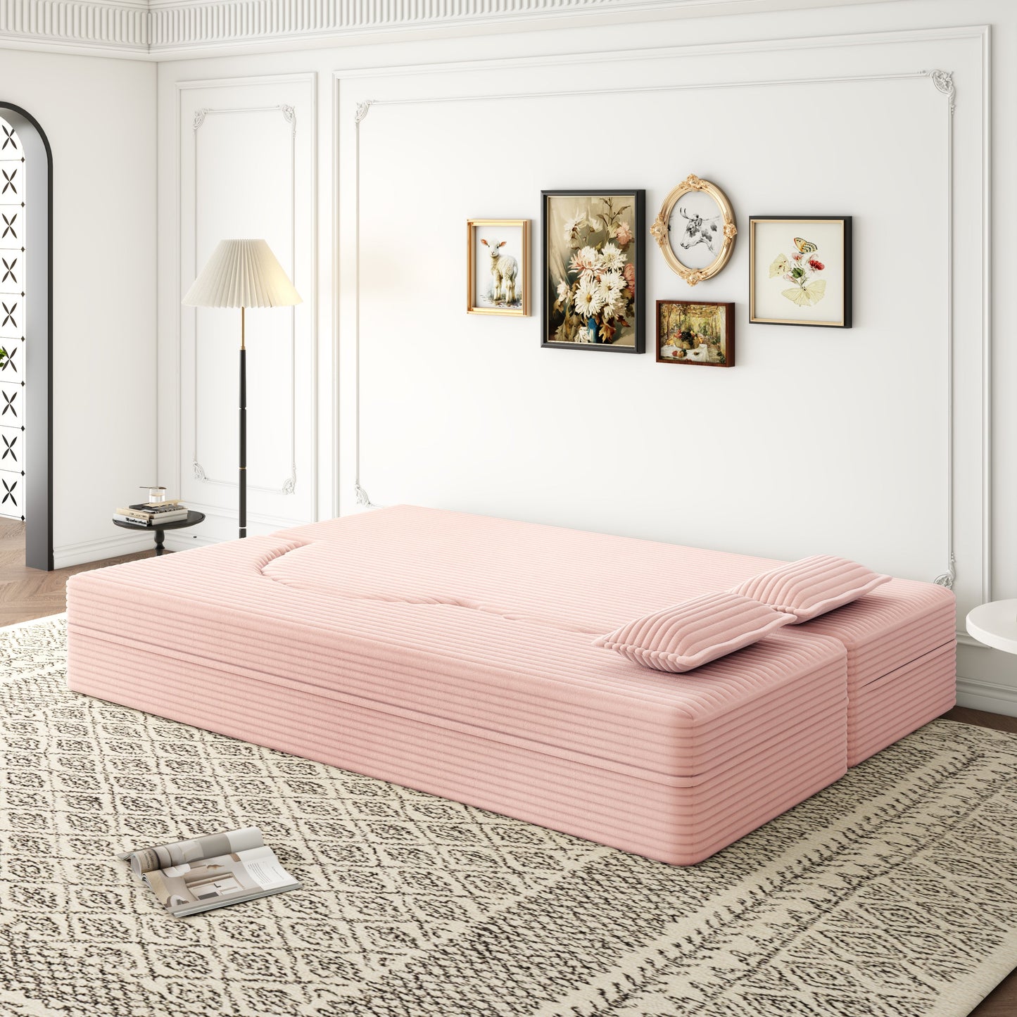 Modern Floor Sofa with 2 Pillows