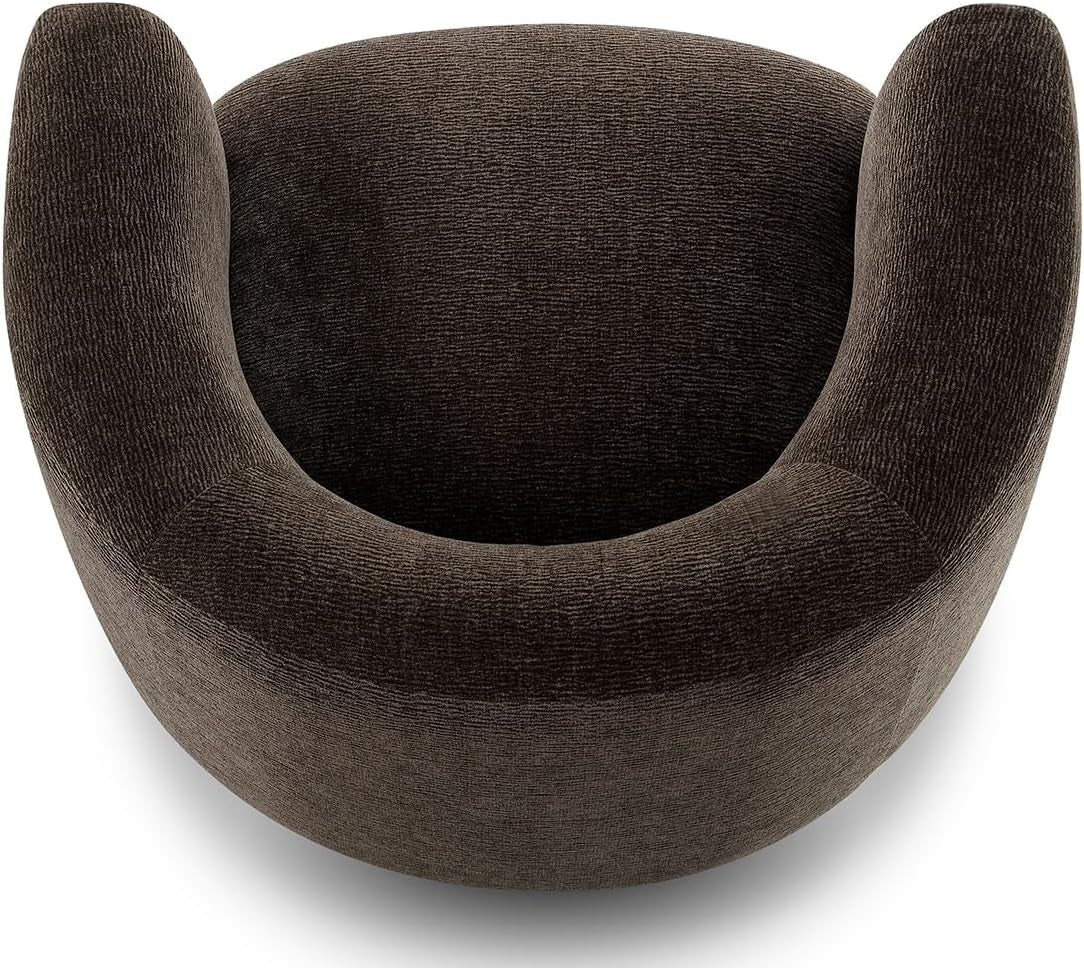 360 Degree Swivel Chair Espresso Velvet Upholstery