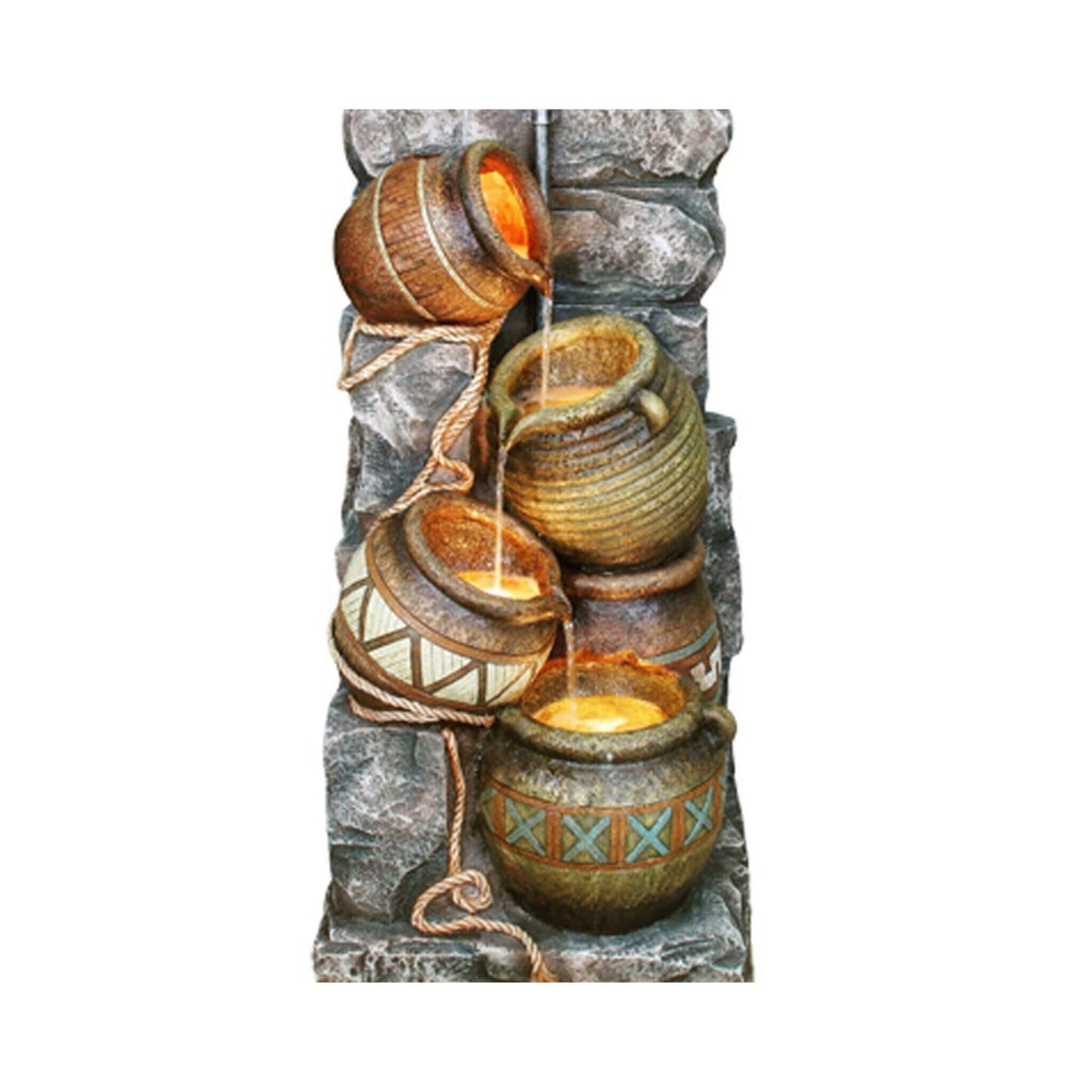 43" Tall Outdoor Polyresin Potter Pitcher Fountain With LED Lights (SAK72143)