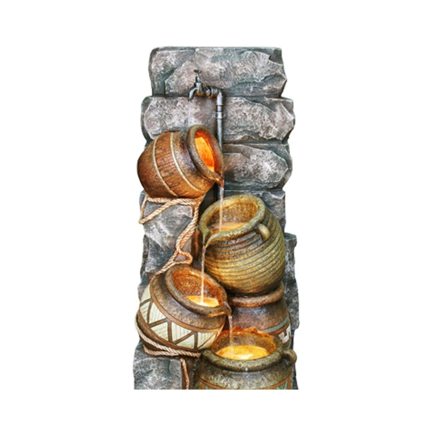 43" Tall Outdoor Polyresin Potter Pitcher Fountain With LED Lights (SAK72143)