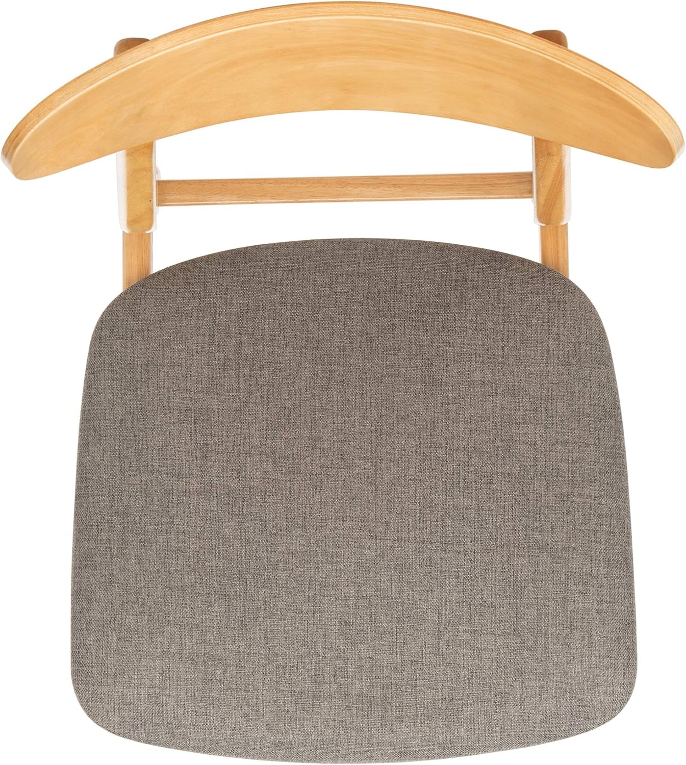 Dining Chair Set Of 2 With Grey Cushions And Natural Wood