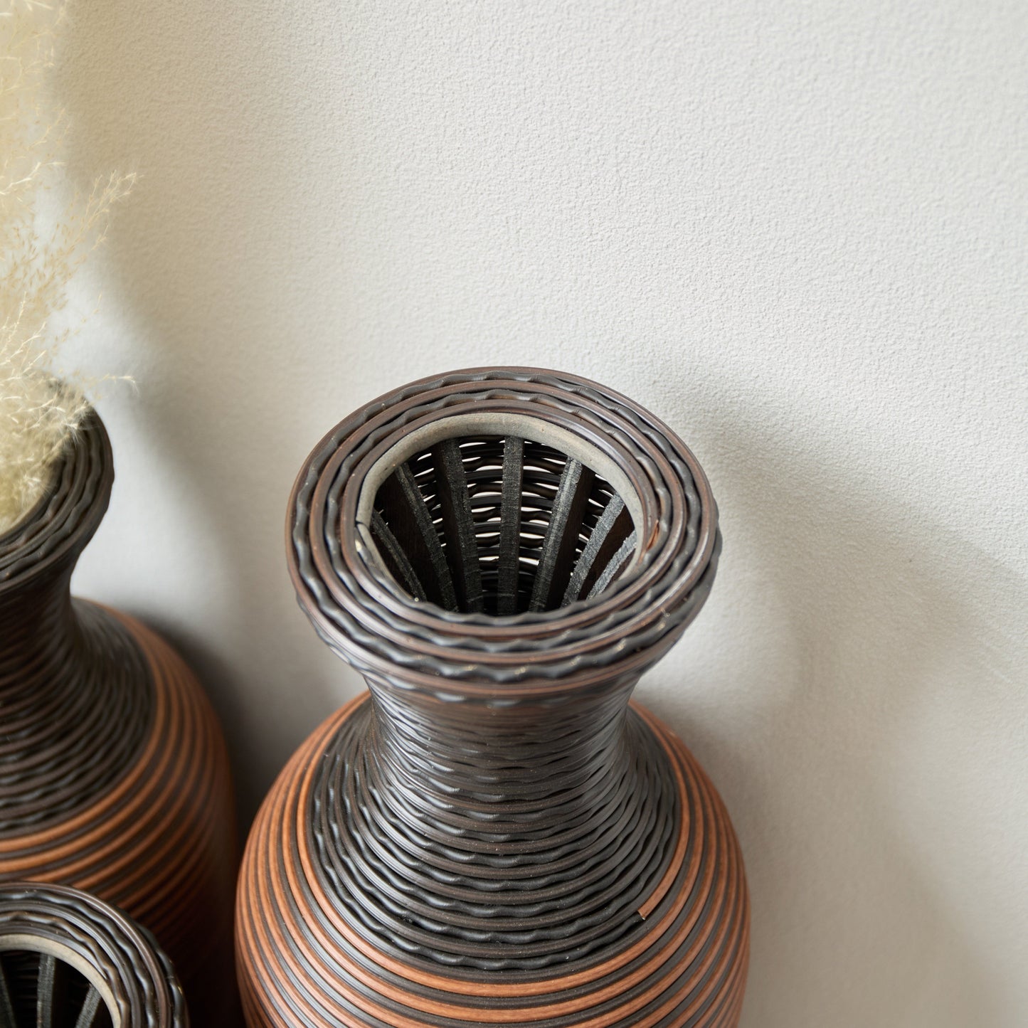 Desktop Vase, Brown Decorative Floor Vase, Classic and Neat Floor Vase, High Independent Flower Stand, Artificial Vine Vase, PVC Floor Vase, Home Decoration Flower Stand Set of 3 pieces