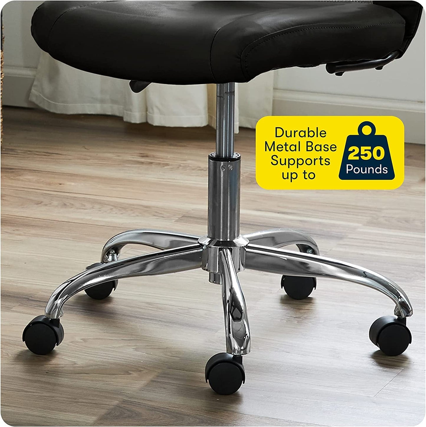 Armless Desk Chair With Mesh Back And Wheels Black