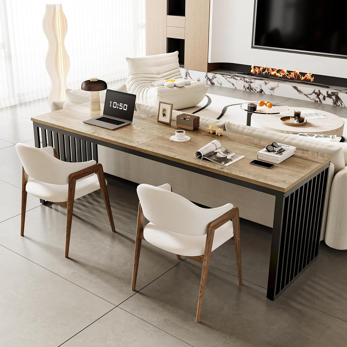 78.74 Inches Double Computer Desk for 2 Person