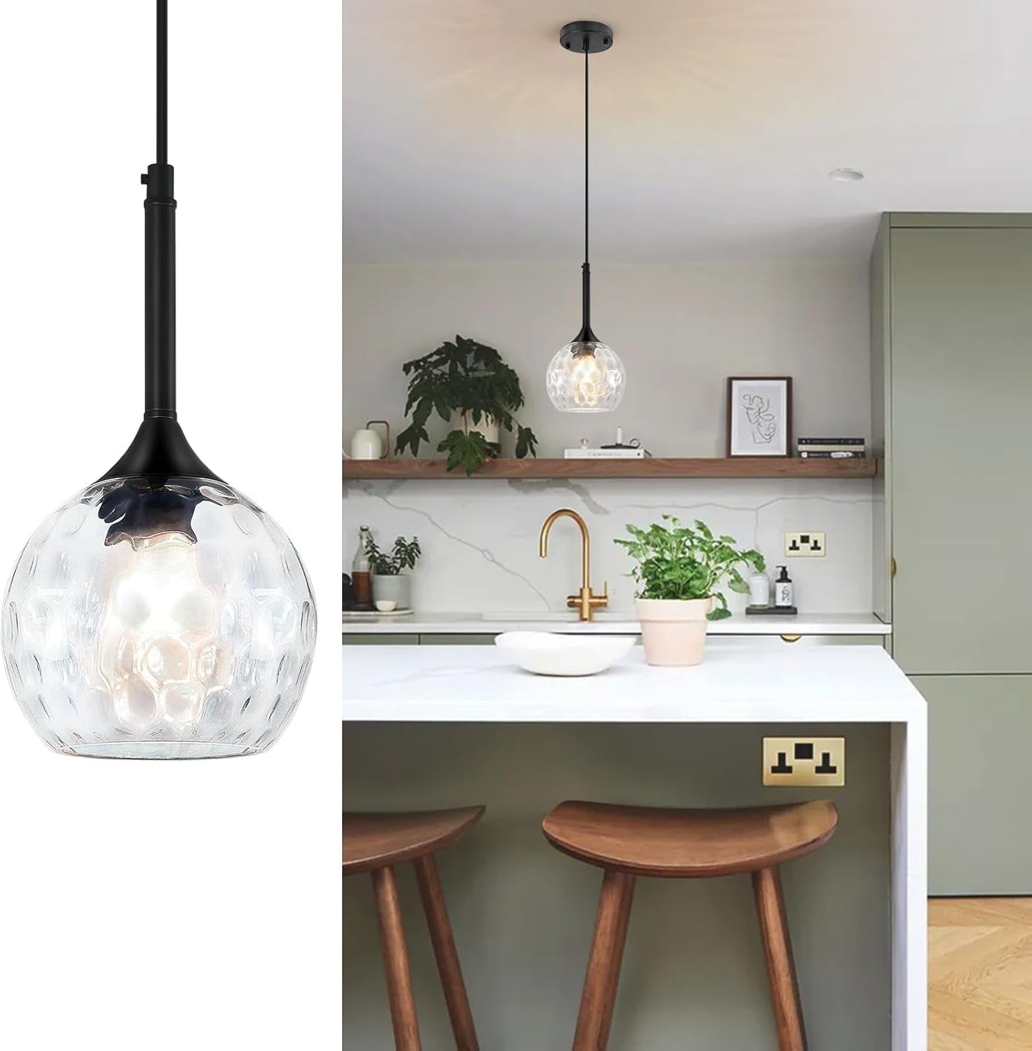Hammered Glass Pendant Light