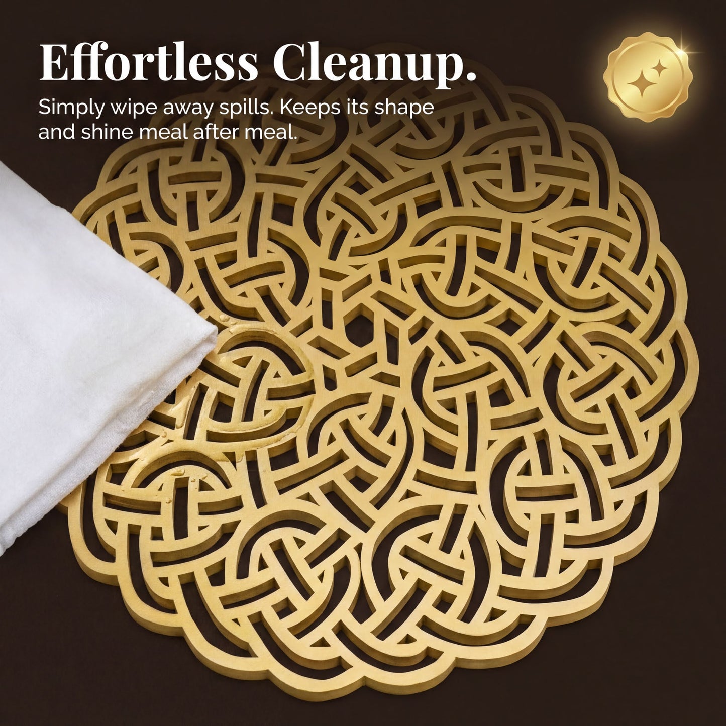Gold Wooden Trivet – Heat Resistant MDF Wood Carved Placemats for Dining Table