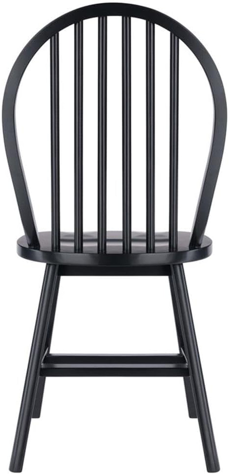 Windsor Dining Chair Set Solid Wood Black Finish 2 Pack