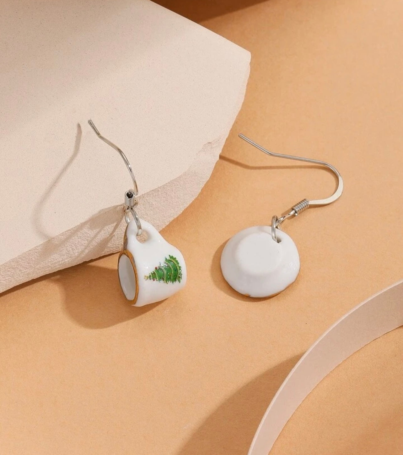 Adorable Christmas Tea Cup Earring Set