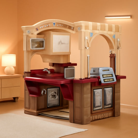 Kids Kitchen Playset With Interactive Lights Brown