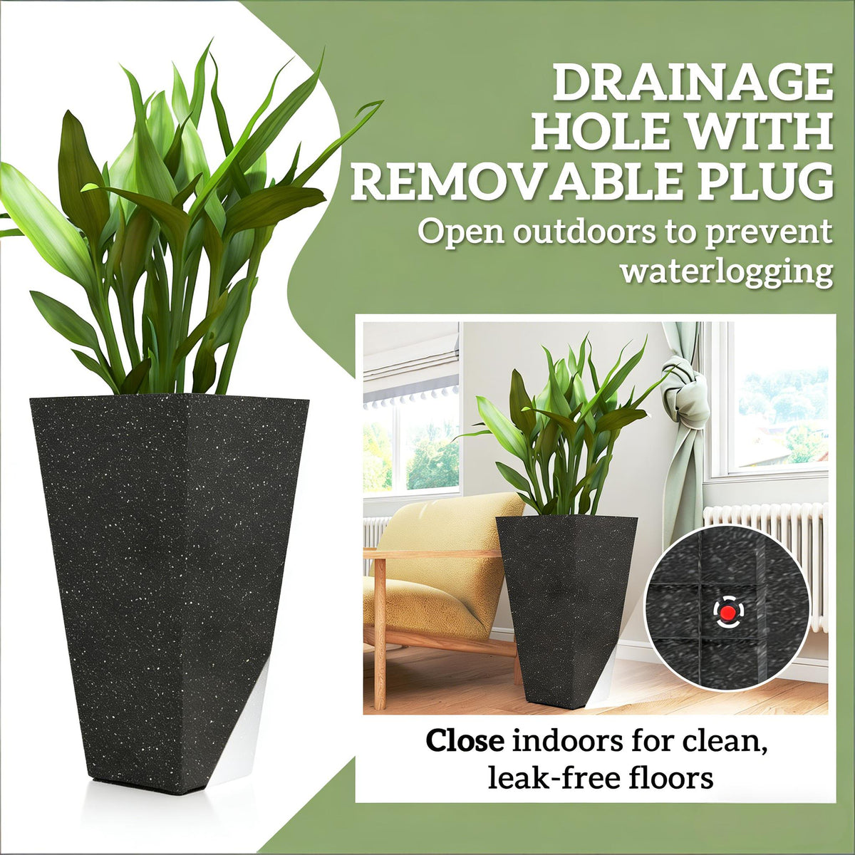 Stackable Taper Planters, Set of 3 Flower Pots