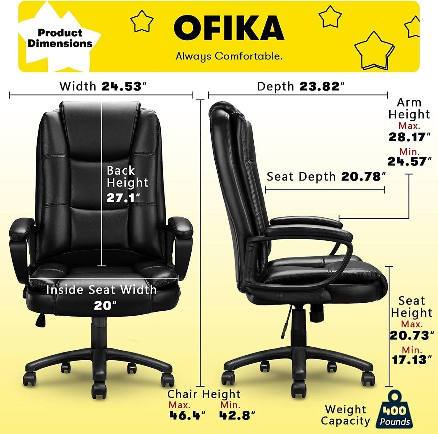 Big And Tall Ergonomic Office Chair Adjustable Armrests
