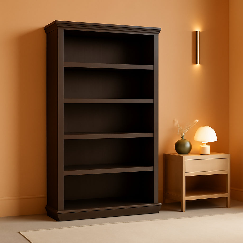 Five Shelf Bookcase Jamocha Wood With Adjustable Shelves