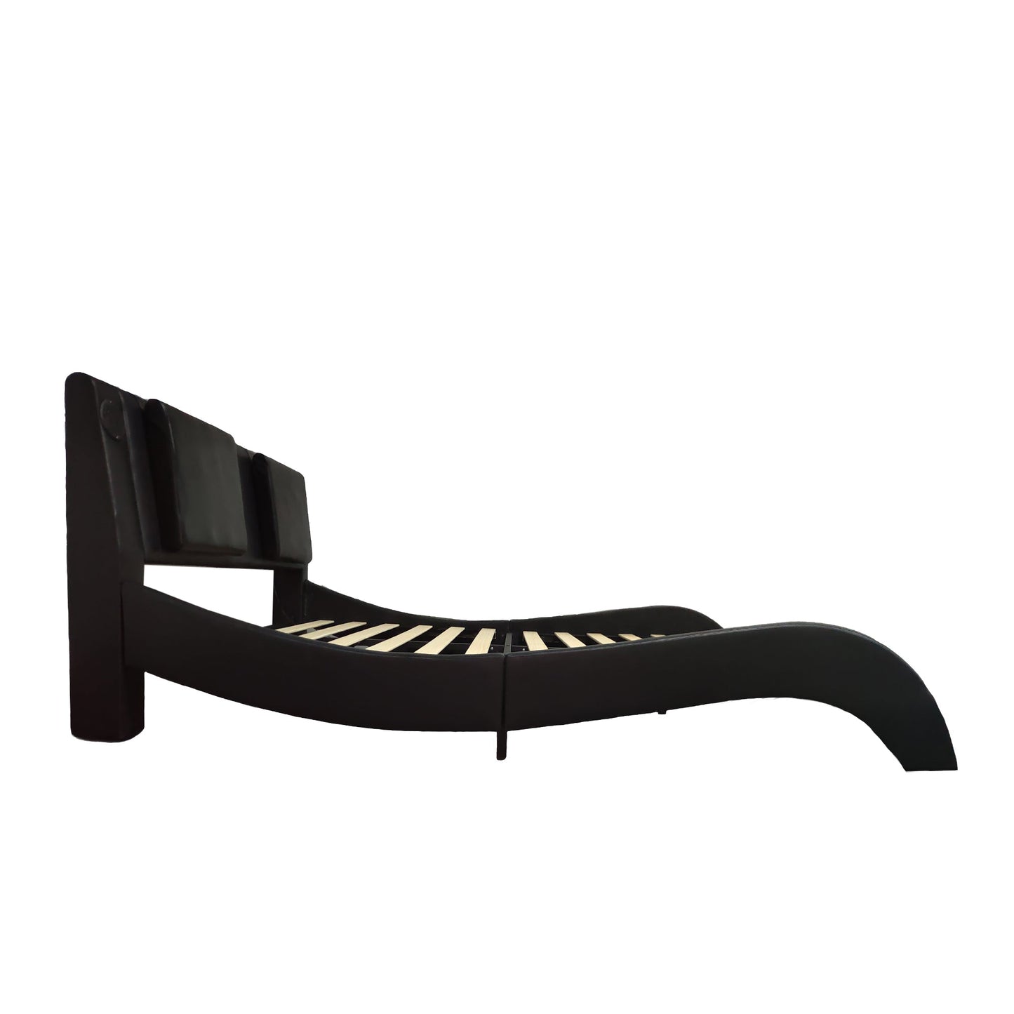 Faux Leather Upholstered Platform Bed Frame with LED Lighting