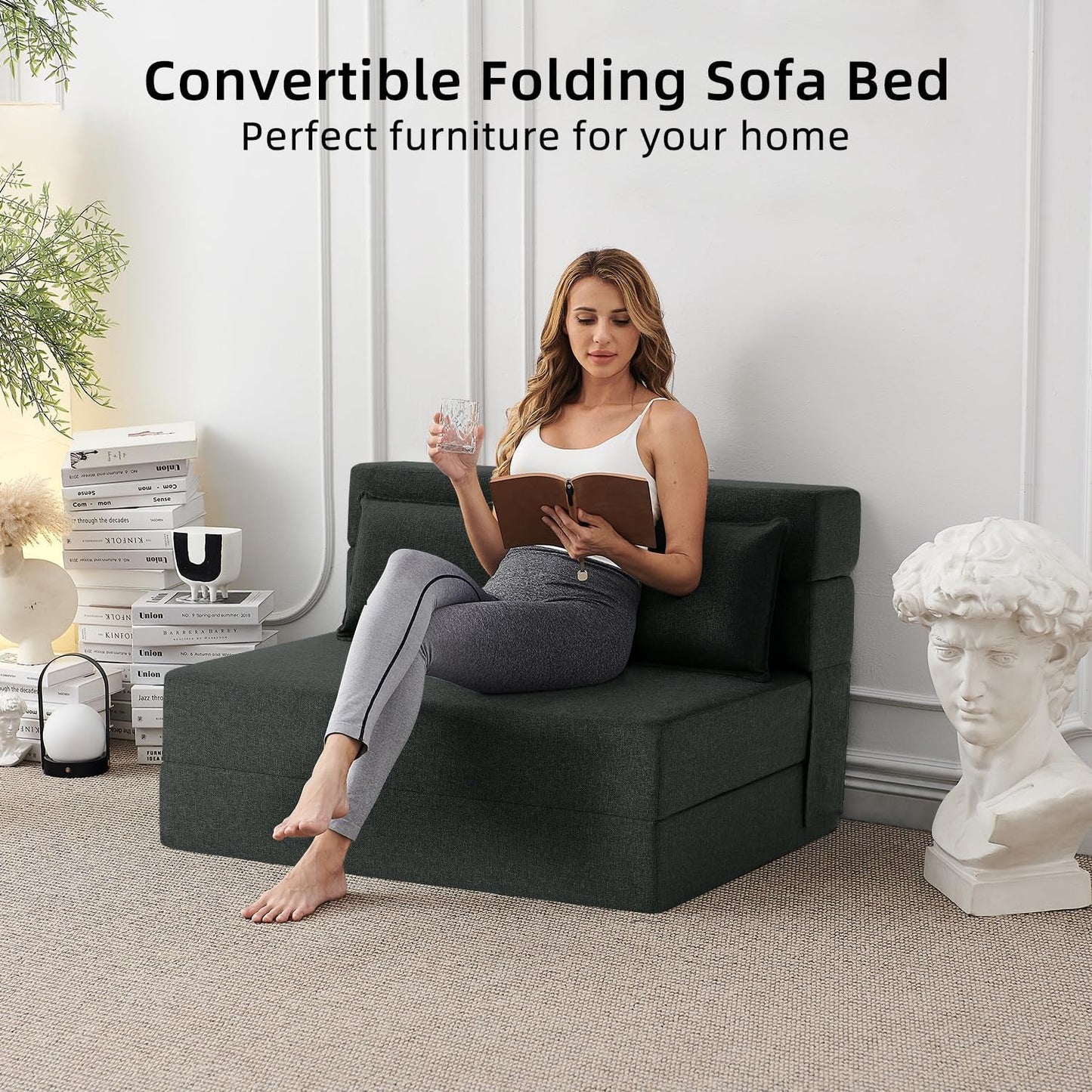 Dark Gray Standard Size Multifunctional Convertible Sofa