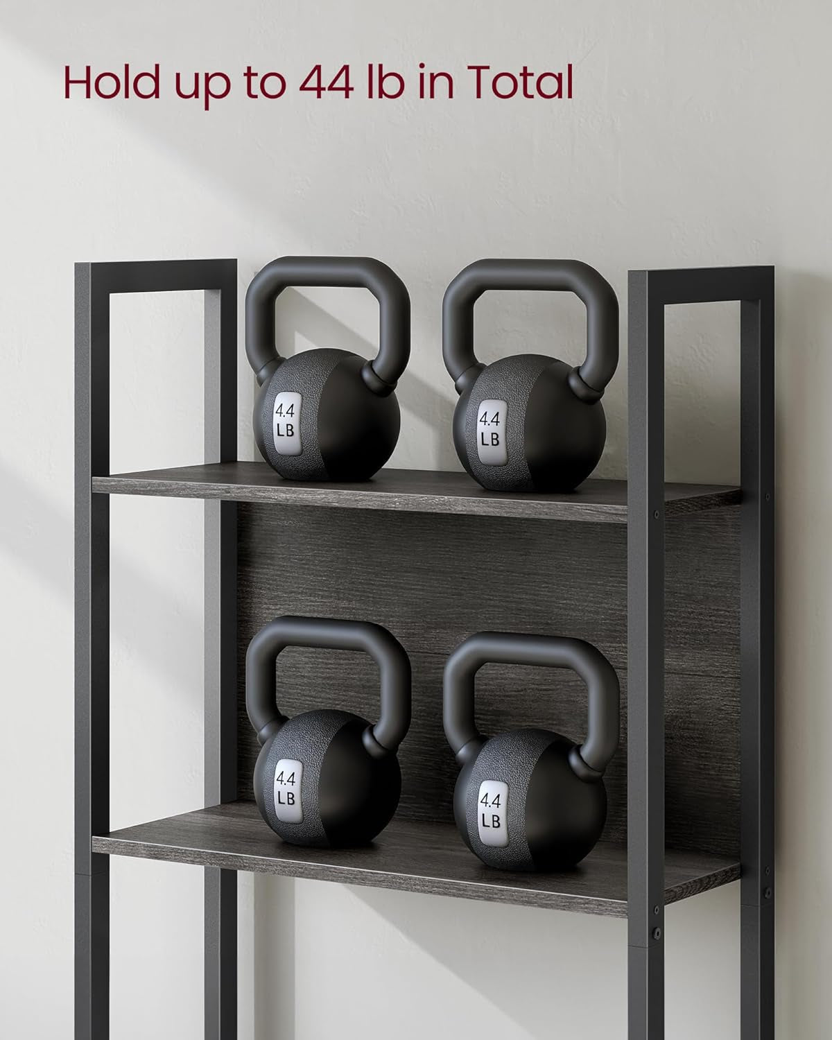 Five Tier Bookshelf With Steel Frame Charcoal Gray Black
