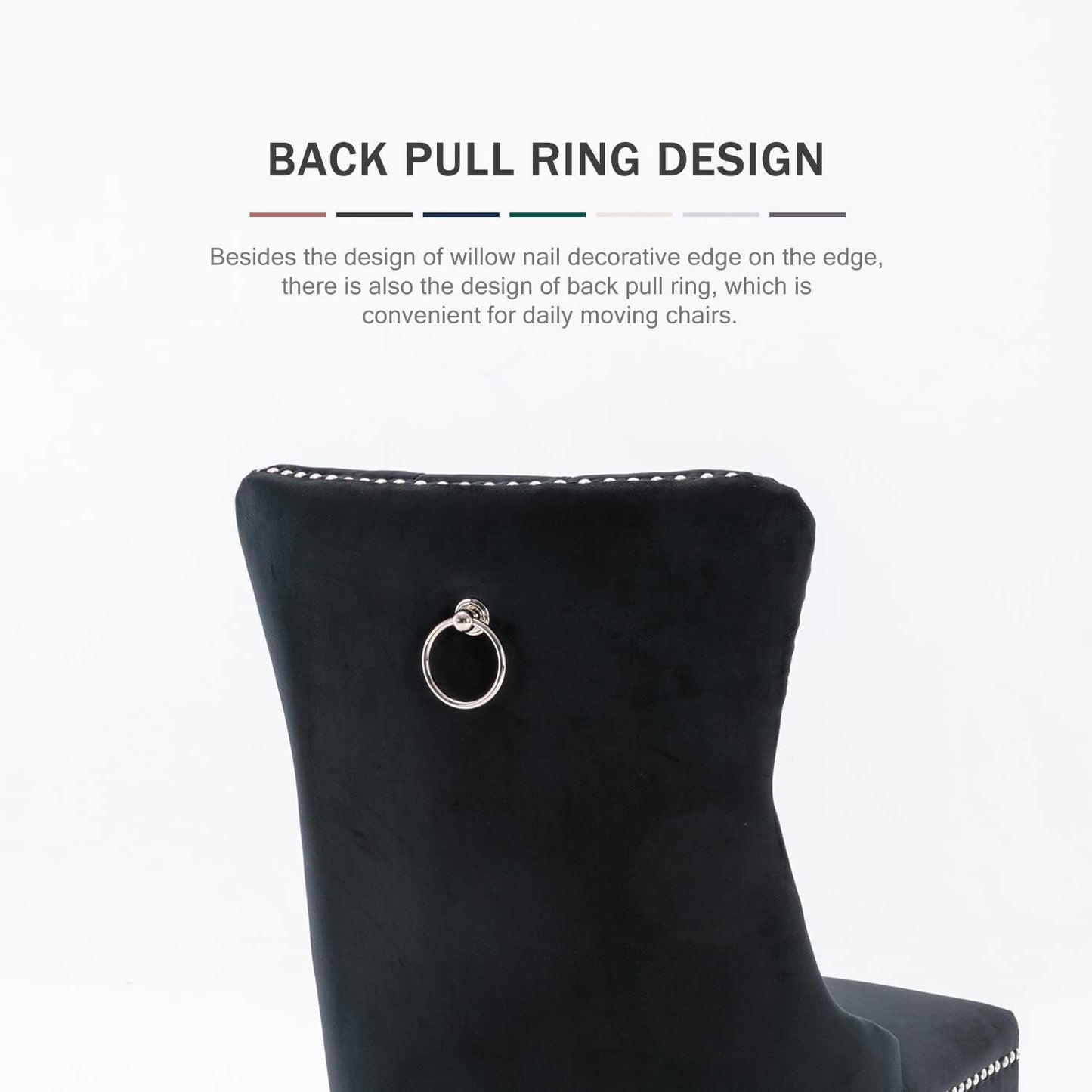 Velvet Dining Chairs Black Tufted Upholstered Set 4